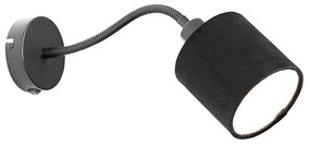 Lampa ścienna czarna z kloszem czarnym przełącznikiem i elastycznym ramieniem - Merwe Nowoczesny Oswietlenie wewnetrzne