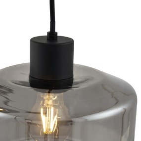 Nowoczesna lampa wisząca czarna ze szkłem dymnym 3-punktowa - Sheena Nowoczesny Oswietlenie wewnetrzne