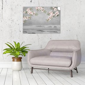 Obraz na szkle - Księżyc nad krajobrazem (70x50 cm)