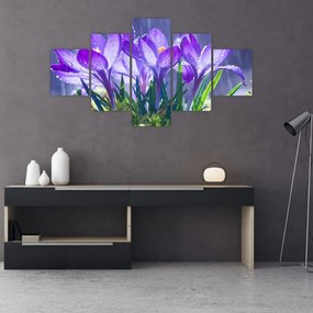 Obraz kwiatów w deszczu (125x70 cm)