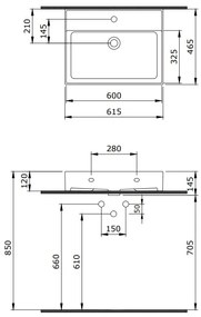 Szafka pod umywalkę HARMO 60 cm szaro-zielony półmat KROFAM