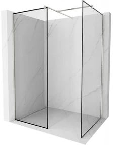 Mexen Kioto ścianka prysznicowa Walk-in 130 x 120 cm, czarny wzór, nikiel szczotkowany - 800-130-202-97-70-120