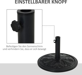 aOutsunny Parasol Stojak Parasol Uchwyt Parasol Podstawa 13 kg Stojak Parasol Ø35/Ø38/Ø48mm Plastik + Cement Antyczny Czarny Ø48 x 34 cm
