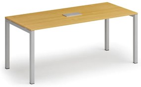 Stół konferencyjny PRIMO SQUARE, 180x80 cm, buk + port blatowy TYP VI, srebrny