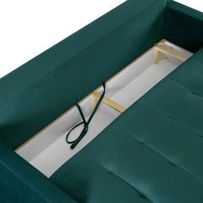 Sofa z Funkcją Spania FAVIO Wersalka Rozkładana Dwuosobowa Welurowa Zielona Nowoczesna do Salonu