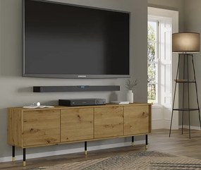 Frezowana szafka rtv dąb artisan - Javens 4X