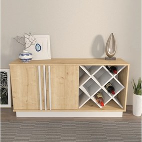 Komoda z płyty MDF pokrytej melaminą – 148 cm x 70 cm x 40 cm – dąb szafirowy i biel