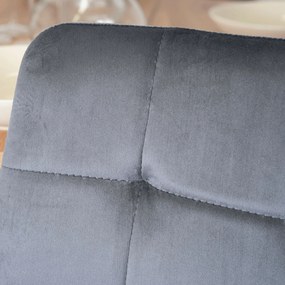 Zestaw Stół Okrągły Rozkładany HARRY 102-142 cm Dąb Craft/Czarny i 4 Krzesła Tapicerowane PERU Szare Welurowe Nowoczesne