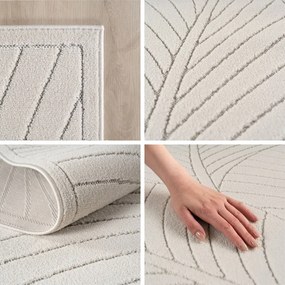 Dywan uniwersalny Nova 3D Motyw Roślinny kremowy koło 120 cm x 120 cm