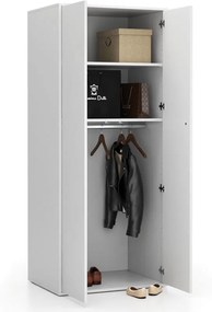 Szafa ubraniowa biurowa LAYERS, drążek do szafy, 800 x 600 x 1905 mm, biała