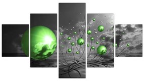 Obraz zielonych abstrakcyjnych kul (125x70 cm)