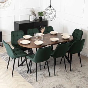 Stół Okrągły Rozkładany DORIAN 80-160 cm Dąb Rustykalny/Czarny Nowoczesny Loft