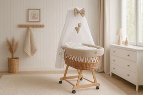 Beżowy Zestaw Łóżeczko Z Baldachimem W4-R35