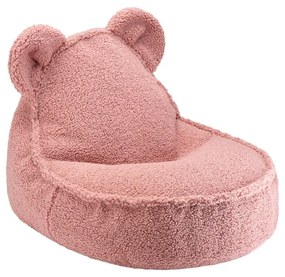 Różowy dziecięcy worek do siedzenia z materiału bouclé Bear – Wigiwama