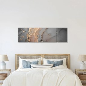 Obraz - Szaro - złoty marmur (170x50 cm)