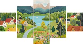 Obraz - Wioska w górach (125x70 cm)