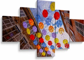 Obraz kolorowych parasoli (125x70 cm)