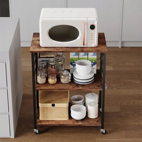 Szafka mobilna na kółkach brązowa stolik śniadaniowy wózek kuchenny 60cm