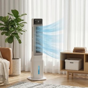 HOMCOM Przenośny klimatyzator, 3-w-1 klimatyzator parowy z 9-litrowym zbiornikiem na wodę, oscylacja 48°, 3 prędkości, 3 tryby, biały | Aosom PL