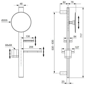 Lustro z półką/z wieszakiem ścienne ø 20,5 cm ALU+ – Ideal Standard