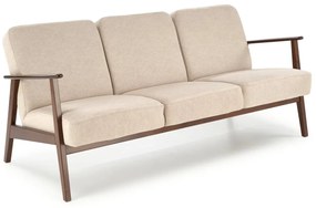 Sofa MILANO 3S beżowa/orzech trzyosobowa HALMAR