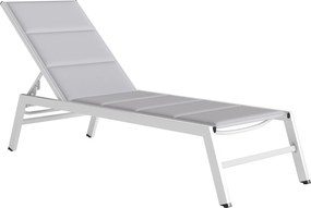 Outsunny Leżak oddychający — leżanka ogrodowa z 6-stopniowo regulowanym oparciem, rama aluminiowa, jasnoszary | Aosom PL