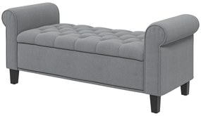 HOMCOM Ławka Tapicerowana z Przyciskami, Welurowa, 126 cm x 48,5 cm x 57 cm, Szary
