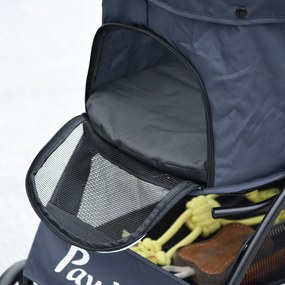 Outsunny Wózek dla Psa Składany 1 Koszyk Poduszka Kieszeń Granatowy | Aosom PL