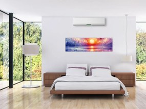 Obraz - Kolorowy artystyczny zachód słońca (170x50 cm)