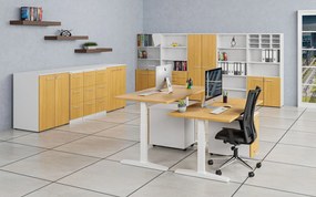 Szafa biurowa pół-drzwi PRIMO WHITE, 800 x 500 x 1781 mm, biały/buk