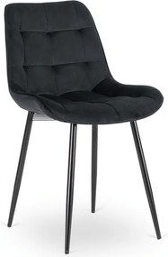 Krzesło Tapicerowane do Jadalni CHRIS Czarne Welurowe Nowoczesne Loft