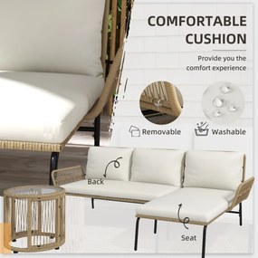 Outsunny Zestaw mebli ogrodowych z rattanu PE, 122 x 79 x 75 cm, Natur + Krémowy