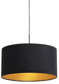 Lampa wisząca z czarnym aksamitnym kloszem ze złotem 50 cm - Combi klasyczny/Antyczny Oswietlenie wewnetrzne
