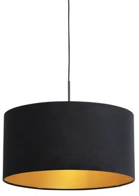 Lampa wisząca klosz welurowy czarno-złoty 50cm - Combi klasyczny/Antyczny Oswietlenie wewnetrzne