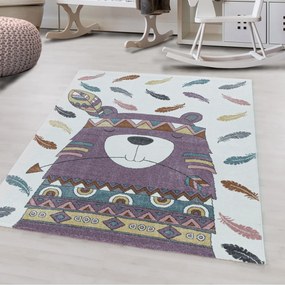 Dywan dziecięcy  Funny Indianin fioletowo-kremowy 80 cm x 150 cm