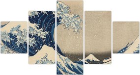 Obraz - Katsushika Hokusai, Under the Wave off Kanagawa, reprodukcje (125x70 cm)