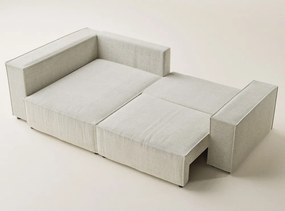 Kremowy rozkładany/ze schowkiem narożnik z tkaniny szenilowej (lewostronny/w kształcie litery L) Tonga – Maison de Rêve