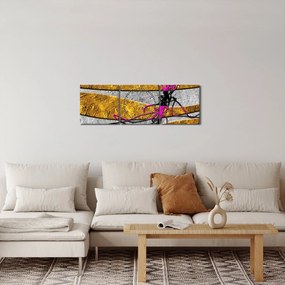 Obraz abstrakcji (z zegarem) (90x30 cm)
