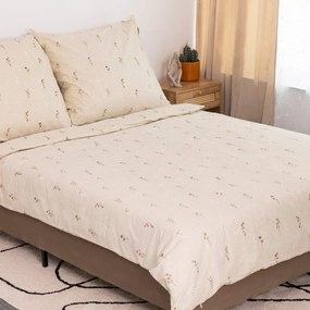 Komplet pościeli bawełnianej REM beżowy w kwiaty 200x220 cm HOMLA
