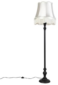 Klasyczna lampa podłogowa czarna klosz Granny kremowy 45cm - Classico klasyczny/Antyczny Oswietlenie wewnetrzne