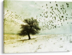 Obraz - Malowane stado ptaków (70x50 cm)