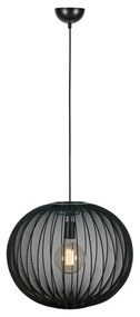 Czarna lampa wisząca z tekstylnym kloszem ø 50 cm Florence – Markslöjd