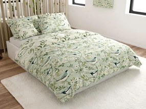 PrzytulneMieszkanie.pl PrzytulneMieszkanie.pl Bawełniana pościel FLORIBIRD POLY zielona Rozmiar pościeli: 2 szt 70 x 90 cm | 200 x 220 cm