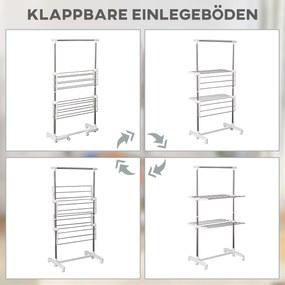 HOMCOM Suszarka na Pranie do Ubrań Wieszak Stojak 2 Poziomy 62x139x83-140cm | Aosom PL