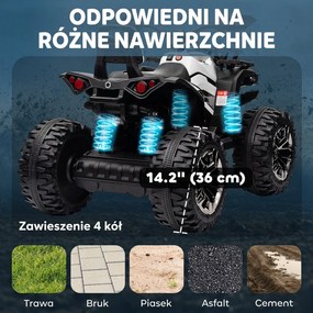 HOMCOM Elektryczny quad dla dzieci, prędkość 3-8 km/h, czas jazdy 45 min, reflektor LED, odtwarzacz muzyczny USB, dla dzieci 3-5 lat | Aosom PL