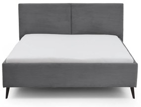 Szare tapicerowane łóżko dwuosobowe ze schowkiem ze stelażem 180x200 cm Lando – Meise Möbel
