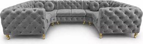 Luksusowy narożnik Chesterfield Moet U z ergonomicznym siedziskiem