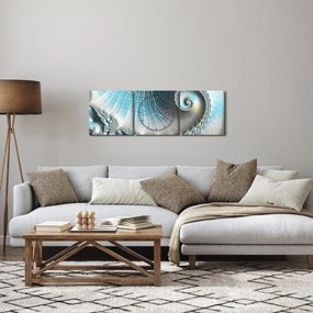 Obraz teksturowanej spirali (z zegarem) (90x30 cm)