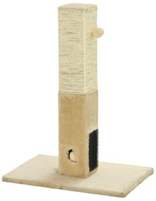 PawHut Drapak dla Kotów, Kolumna do Drapania, 79 cm Wysokość, z Jutą i Zabawką, Plusz, Beżowy