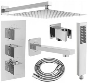 Mexen Cube DR02 zestaw wannowo-prysznicowy podtynkowy z deszczownicą 25 cm, chrom - 77503DR0225-00